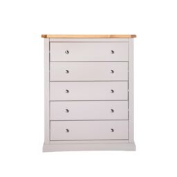 Cabinet Bits Loreo 5 Drawer Chest of Drawers Chrome Knob in Light Grey - thumbnail 2