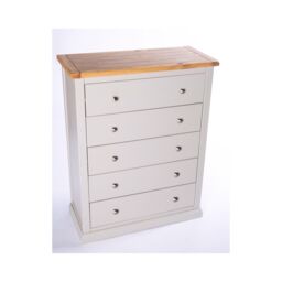 Cabinet Bits Loreo 5 Drawer Chest of Drawers Chrome Knob in Light Grey - thumbnail 3