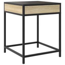 Berkfield Home Bedside Table with Infinity LED Sonoma Oak 40x40x51 cm in Light Tan - Size: 40 x 40 x 51 cm - thumbnail 8