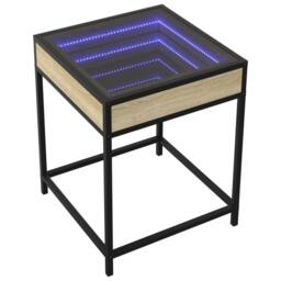 Berkfield Home Bedside Table with Infinity LED Sonoma Oak 40x40x51 cm in Light Tan - Size: 40 x 40 x 51 cm - thumbnail 3