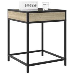 Berkfield Home Bedside Table with Infinity LED Sonoma Oak 40x40x51 cm in Light Tan - Size: 40 x 40 x 51 cm - thumbnail 5