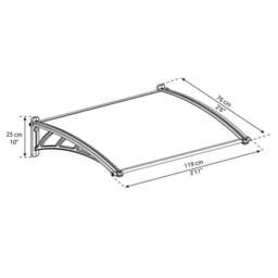 Palram Patio Cover Neo Door Awning Canopy 1180 Twinwall - L119 x W76 x H25 cm in Grey - thumbnail 4