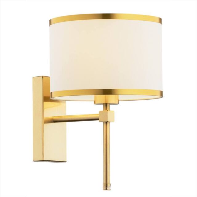 Netlighting Abbano Wall Lamp With Shade Cream With Gold Strip Brushed Brass - image 1
