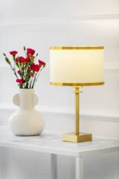 Netlighting Abbano Wall Lamp With Shade Cream With Gold Strip Brushed Brass - thumbnail 2