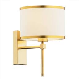Netlighting Abbano Wall Lamp With Shade Cream With Gold Strip Brushed Brass - thumbnail 1