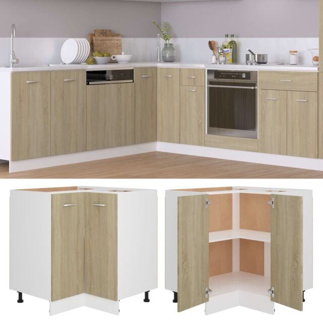 Berkfield Home Corner Bottom Cabinet Sonoma Oak 75.5x75.5x80.5 cm Engineered Wood in Brown - image 1