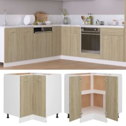 Berkfield Home Corner Bottom Cabinet Sonoma Oak 75.5x75.5x80.5 cm Engineered Wood in Brown - thumbnail 1