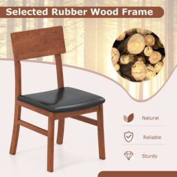 Costway Modern Dining Chair Set of 2 Wooden Kitchen Chair W/ Upholstered Seat in Black - thumbnail 5