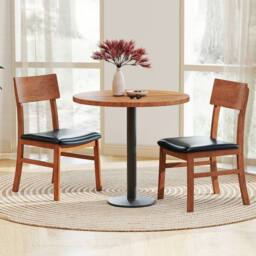Costway Modern Dining Chair Set of 2 Wooden Kitchen Chair W/ Upholstered Seat in Black - thumbnail 7