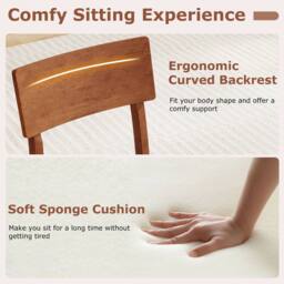 Costway Modern Dining Chair Set of 2 Wooden Kitchen Chair W/ Upholstered Seat in Black - thumbnail 3