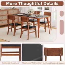 Costway Modern Dining Chair Set of 2 Wooden Kitchen Chair W/ Upholstered Seat in Black - thumbnail 6