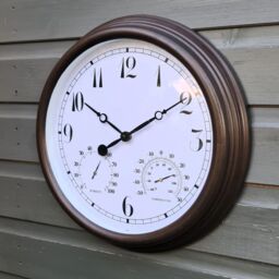 "Hinsinc Outdoor Arabic 15"" White Station Wall Clock with Thermometer Indoor New" - thumbnail 7