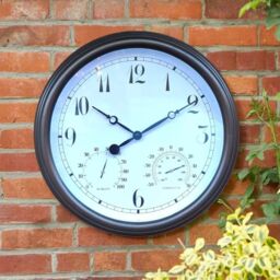 "Hinsinc Outdoor Arabic 15"" White Station Wall Clock with Thermometer Indoor New" - thumbnail 6