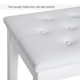 HOMCOM Classic Piano Bench Padded Seat Makeup Stool Solid Wood Wooden in White - thumbnail 6