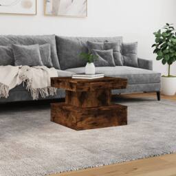 Berkfield Home Coffee Table with LED Lights Smoked Oak 50x50x40 cm in Brown - Size: 50 x 50 x 40 cm - thumbnail 4