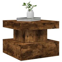 Berkfield Home Coffee Table with LED Lights Smoked Oak 50x50x40 cm in Brown - Size: 50 x 50 x 40 cm - thumbnail 6