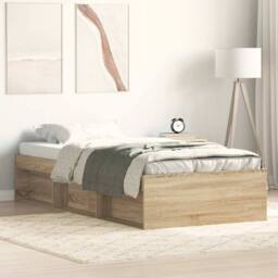 Berkfield Home Bed Frame Sonoma Oak 90x190 cm Single in Light Tan - thumbnail 2
