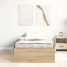 Berkfield Home Bed Frame Sonoma Oak 90x190 cm Single in Light Tan - thumbnail 3