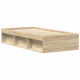 Berkfield Home Bed Frame Sonoma Oak 90x190 cm Single in Light Tan - thumbnail 7