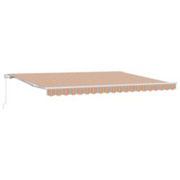 Berkfield Home Manual Retractable Awning Multicolour Stripe 450x350 cm in Orange - thumbnail 2