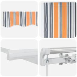 Berkfield Home Manual Retractable Awning Multicolour Stripe 450x350 cm in Orange - thumbnail 8