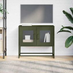 Berkfield Home TV Cabinet Olive Green 68x39x60.5 cm Cold-rolled Steel - thumbnail 4