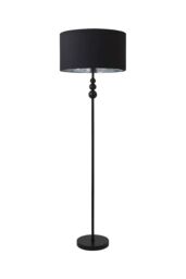 ValueLights Marissa Black Stacked Ball Floor Lamp with Fabric Drum with Chrome Inner Shade - thumbnail 6