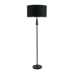 ValueLights Marissa Black Stacked Ball Floor Lamp with Fabric Drum with Chrome Inner Shade - thumbnail 2