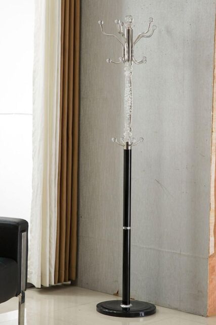 Modernique Sheer Metal & transparent Tube 185 cm High Coat Rack with Heavy Sturdy 38 cm Base in Black - image 1