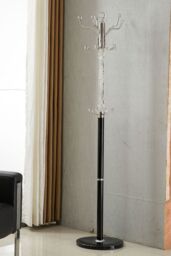 Modernique Sheer Metal & transparent Tube 185 cm High Coat Rack with Heavy Sturdy 38 cm Base in Black - thumbnail 3