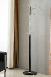 Modernique Sheer Metal & transparent Tube 185 cm High Coat Rack with Heavy Sturdy 38 cm Base in Black
