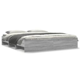 Berkfield Home Bed Frame without Mattress Grey Sonoma 180x200 cm Super King Engineered Wood - thumbnail 2