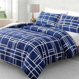 Lazzaro Home Premium Brushed Microfiber Bricks Reversible Duvet Cover Set in Blue - Size: Single - thumbnail 5