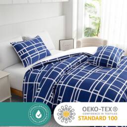 Lazzaro Home Premium Brushed Microfiber Bricks Reversible Duvet Cover Set in Blue - Size: Single - thumbnail 6