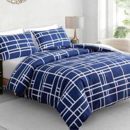 Lazzaro Home Premium Brushed Microfiber Bricks Reversible Duvet Cover Set in Blue - Size: Single - thumbnail 1
