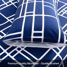 Lazzaro Home Premium Brushed Microfiber Bricks Reversible Duvet Cover Set in Blue - Size: Single - thumbnail 7