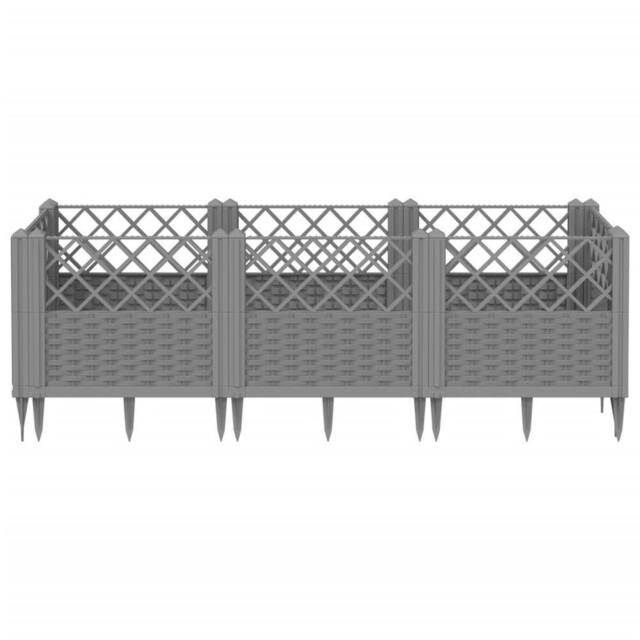 Berkfield Home Beautiful Garden Planter with Pegs Light Grey 123.5x43.5x43.5 cm PP - image 1