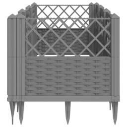 Berkfield Home Beautiful Garden Planter with Pegs Light Grey 123.5x43.5x43.5 cm PP - thumbnail 4