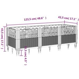 Berkfield Home Beautiful Garden Planter with Pegs Light Grey 123.5x43.5x43.5 cm PP - thumbnail 8