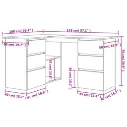 Berkfield Home Corner Desk Grey Sonoma 145x100x76 cm Engineered Wood - Size: 145 x 100 x 76 cm - thumbnail 8