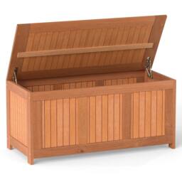 Costway 220L Outdoor Wood Deck Box Patio Storage Bench w/ Flip Top in Brown - thumbnail 7