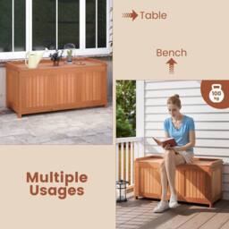 Costway 220L Outdoor Wood Deck Box Patio Storage Bench w/ Flip Top in Brown - thumbnail 4