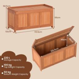 Costway 220L Outdoor Wood Deck Box Patio Storage Bench w/ Flip Top in Brown - thumbnail 2