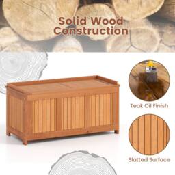 Costway 220L Outdoor Wood Deck Box Patio Storage Bench w/ Flip Top in Brown - thumbnail 6