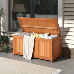 Costway 220L Outdoor Wood Deck Box Patio Storage Bench w/ Flip Top in Brown - thumbnail 9