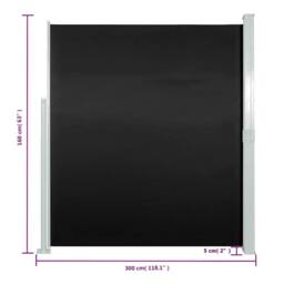 Berkfield Home Patio Terrace Side awning 160 x 300 cm Black - thumbnail 9
