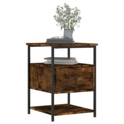 Berkfield Home Durable Bedside Cabinets 2 pcs Smoked Oak 40x42x56 cm Engineered Wood in Brown - Size: 40 x 42 x 56 cm - thumbnail 4