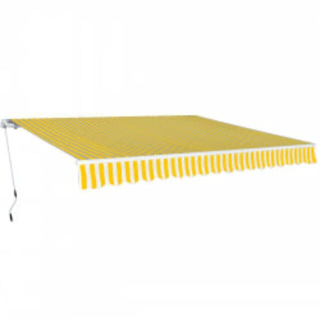 Berkfield Home Folding Awning Manual Operated 600 cm Yellow/White in Yellow - image 1