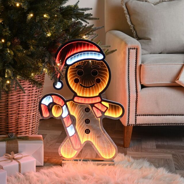 Samuel Alexander 60cm Light up Gingerbread Man Infinity Christmas Decoration with LEDs - image 1