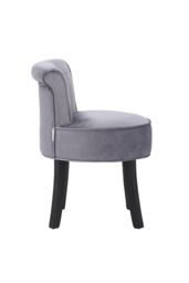 Living and Home Grey Modern Velvet Upholstered Dressing Footstool with Black Legs - thumbnail 4